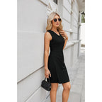 Grace Karin Women Wear To Work Sleeveless V-Neck Ruched Bodycon Wrap Office Party Cocktail Pencil Dresses