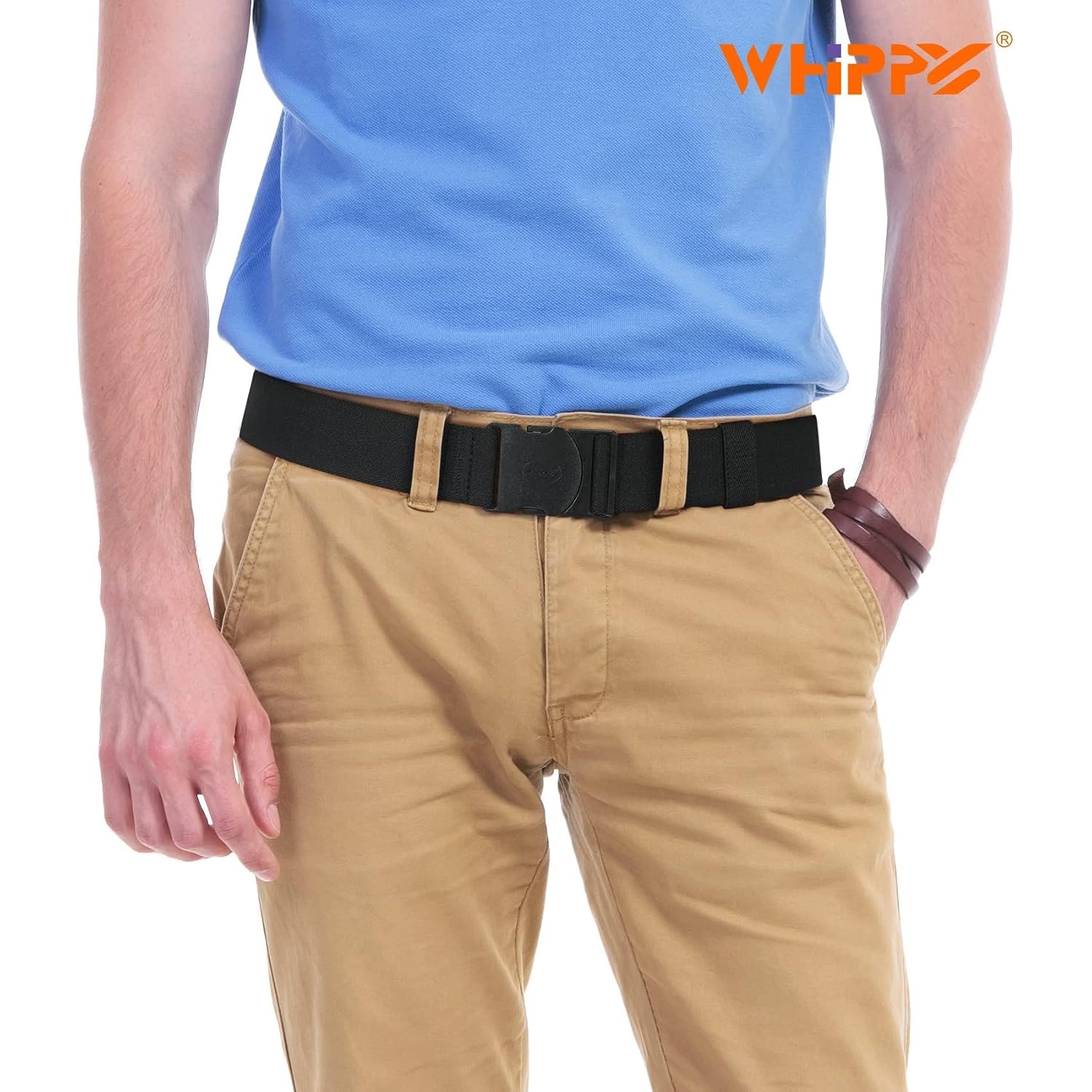 Whippy Mens Elastic Stretch Belt Unisex Adventure Web Belt For Women Men With Non-Metal Buckle Adjustable Belts