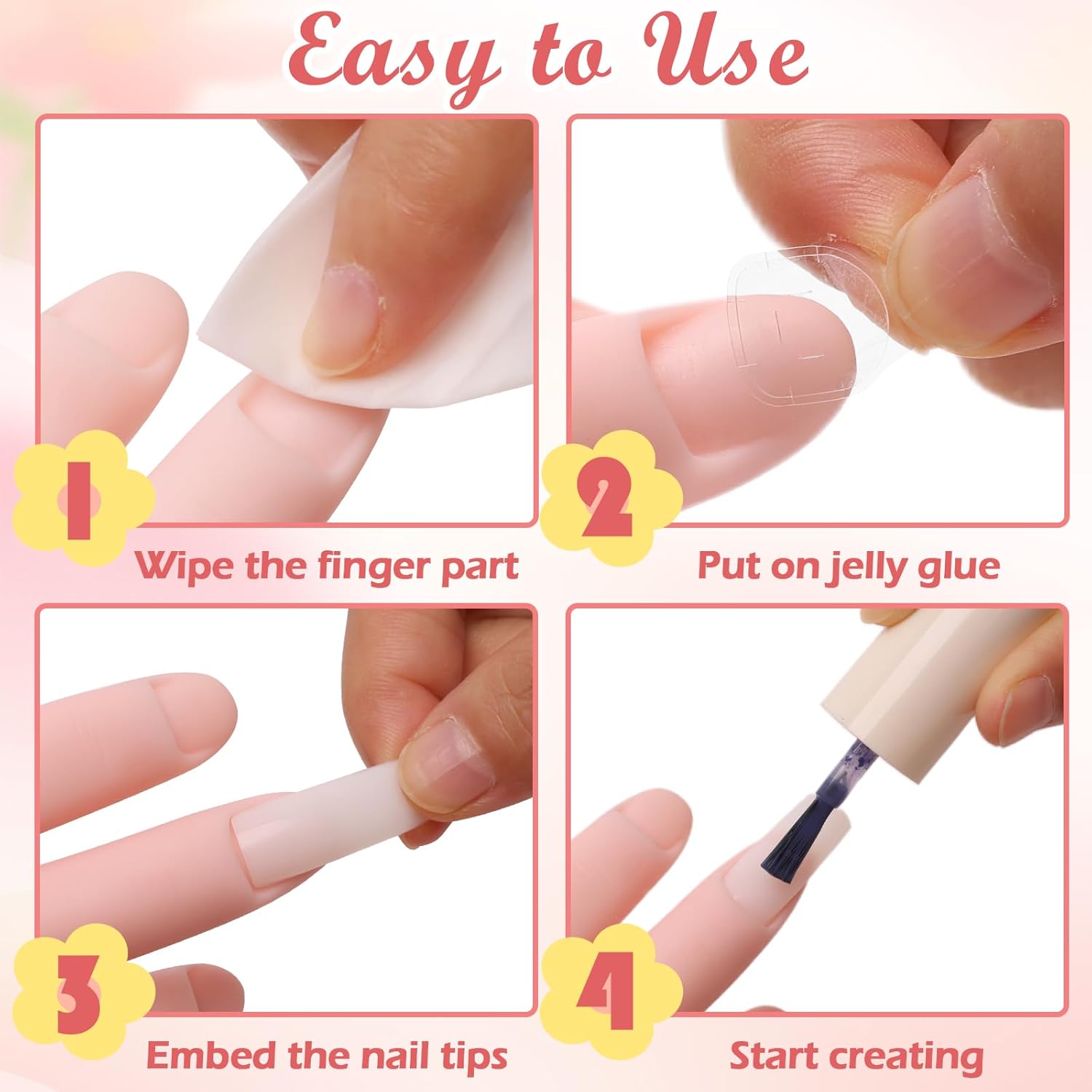 Practice Hand for Acrylic Nails, Flexible Bendable Nail Practice Hand for Beginners with 100 PCS Nail Tips & 192 PCS Jelly Glues, Silicone Manicure Training kit for Nail Art