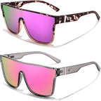 FEISEDY Sunglasses for Women Men, Fashion Mirrored Single Lens, Driving Beach Sunnies UV400 Shades B2996