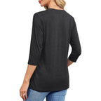 JomeDesign Womens Tops 3/4 Length Sleeve Summer V Neck Shirts Casual Tunic Tops 2025