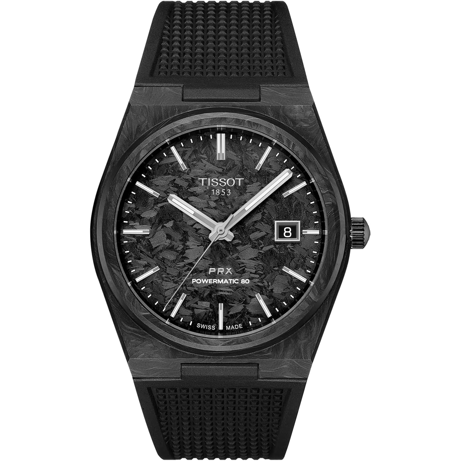 Tissot Prx Powermatic 80, Swiss Automatic Watch For Men, 40Mm, Forged Carbon Case, T1379079720100