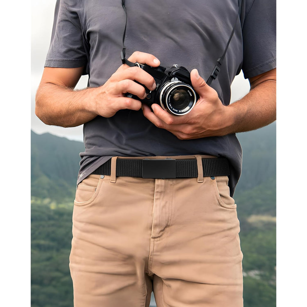 Chaoren Nylon Ratchet Belts For Men - Adjustable Web Belt - Automatic Slide Buckle For Casual Golf Work