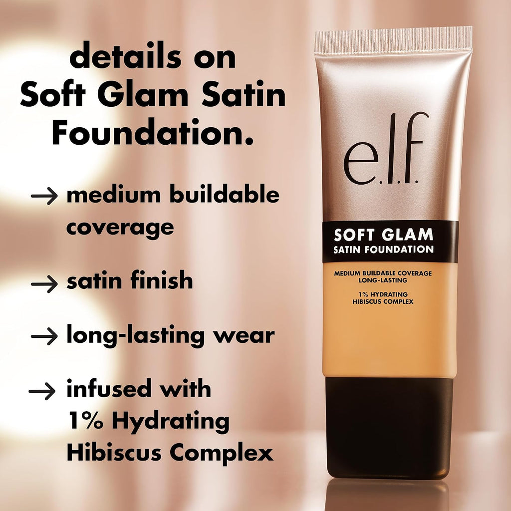 E.L.F. Soft Glam Foundation, Medium Coverage, Long-Lasting & Buildable Foundation For A Smooth, Satin Finish, Vegan & Cruelty-Free, 25 Light Neutral