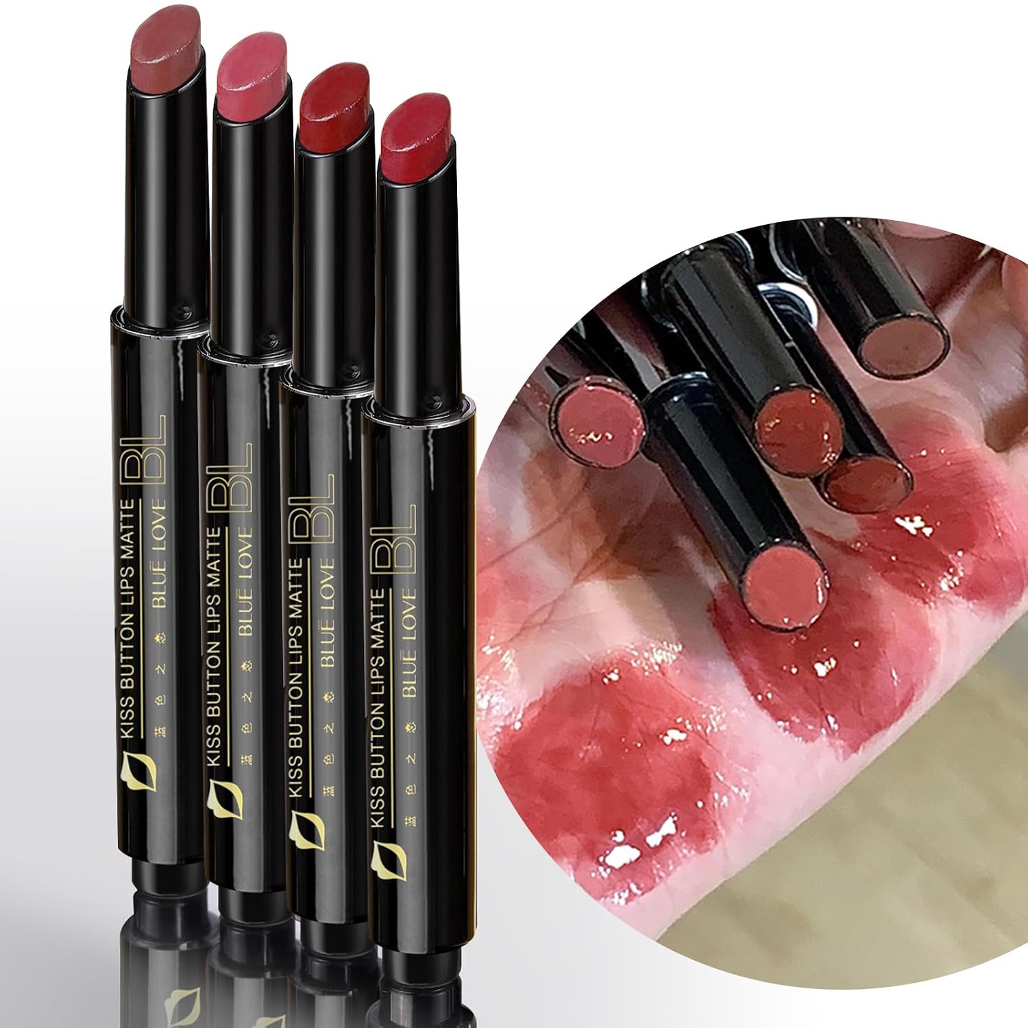 Blue Love 2Pcs Jelly Gloss Lipstick Set, High Shine & Moisturizing Melting Jelly Lip Balm, Long Lasting Plumping Lip Tint Gloss (Cinnamon Latte&Peach Oolong)