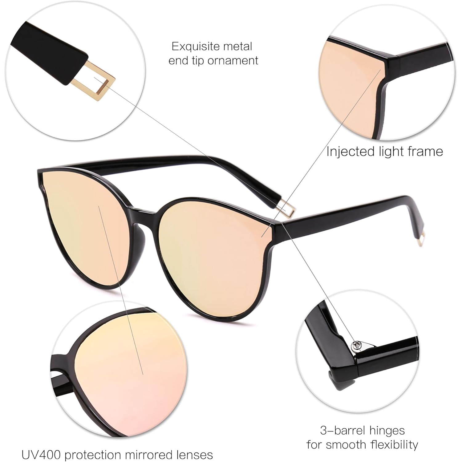 SOJOS Fashion Round Sunglasses for Women Men Oversized Vintage Shades SJ2057