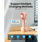 Gaiatop Mini Portable Fan, Small And Powerful, Cute Design 3 Speed Personal Handheld Fan And Desktop With Base, Lightweight Usb Rechargeable For Travel Lash Makeup Girl Women Summer Gift Pink