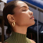 Gacimy Chunky Hoop Earrings for Women 14K Gold Plated, 925 Sterling Silver Post Hoops for Women