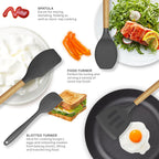Oannao Silicone Cooking Utensils Kitchen Utensil Set - 446°F Heat Resistant Silicone Kitchen Utensils Set, Spatula,Turner Tongs, Spoon, Whisk,Kitchen Gadgets For Nonstick Cookware, Bpa Free (Gray)