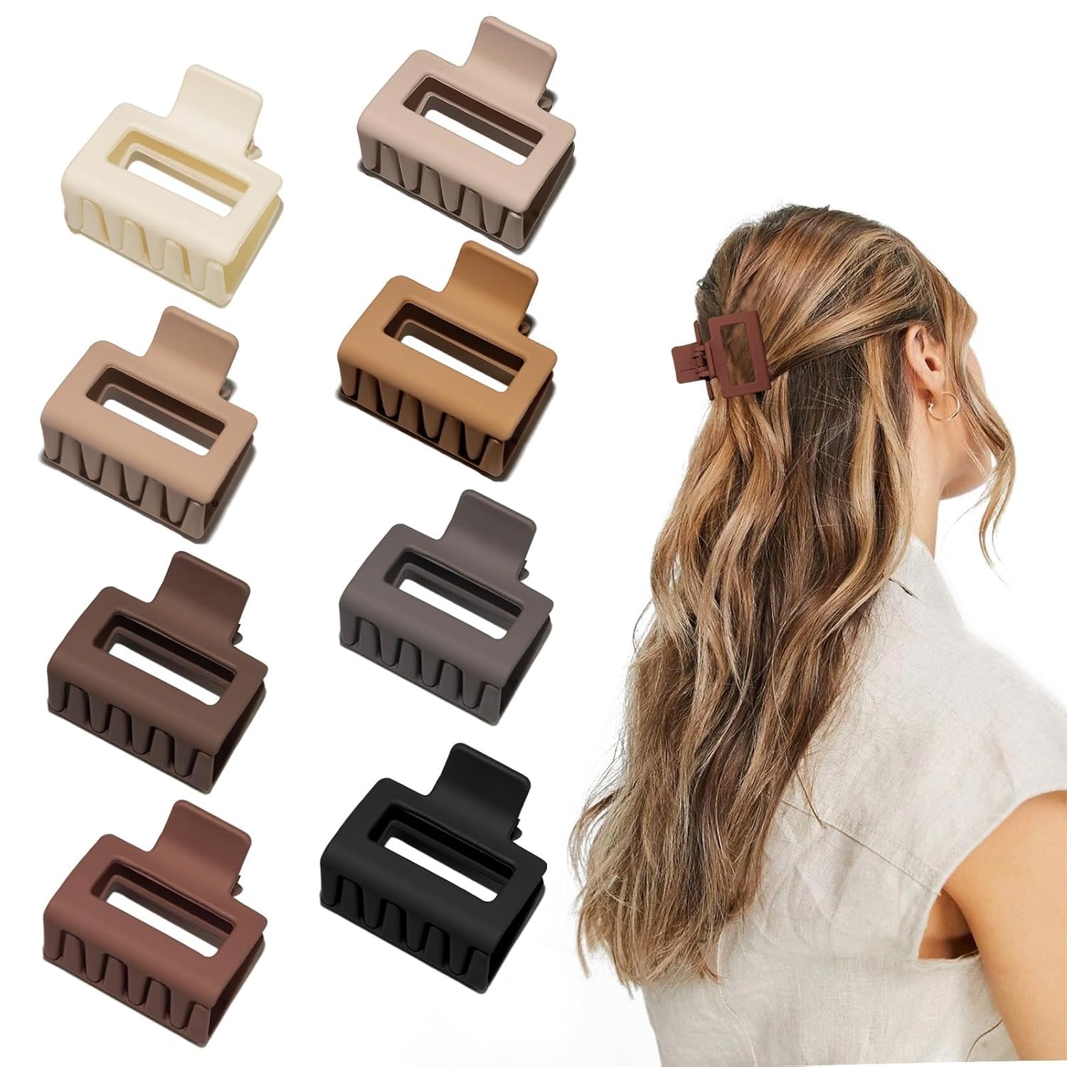 Medium Claw Hair Clips For Women Girls, 2" Matte Rectangle Small Claw Clips For Thin/Medium Thick Hair, Hair Jaw Clip Nonslip