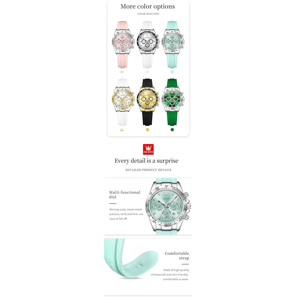 OLEVS Luxury Diamond Small Female Watches - Stainless Steel Bracelet, Waterproof Business Dress Analog Luminous Date Ladies Watches