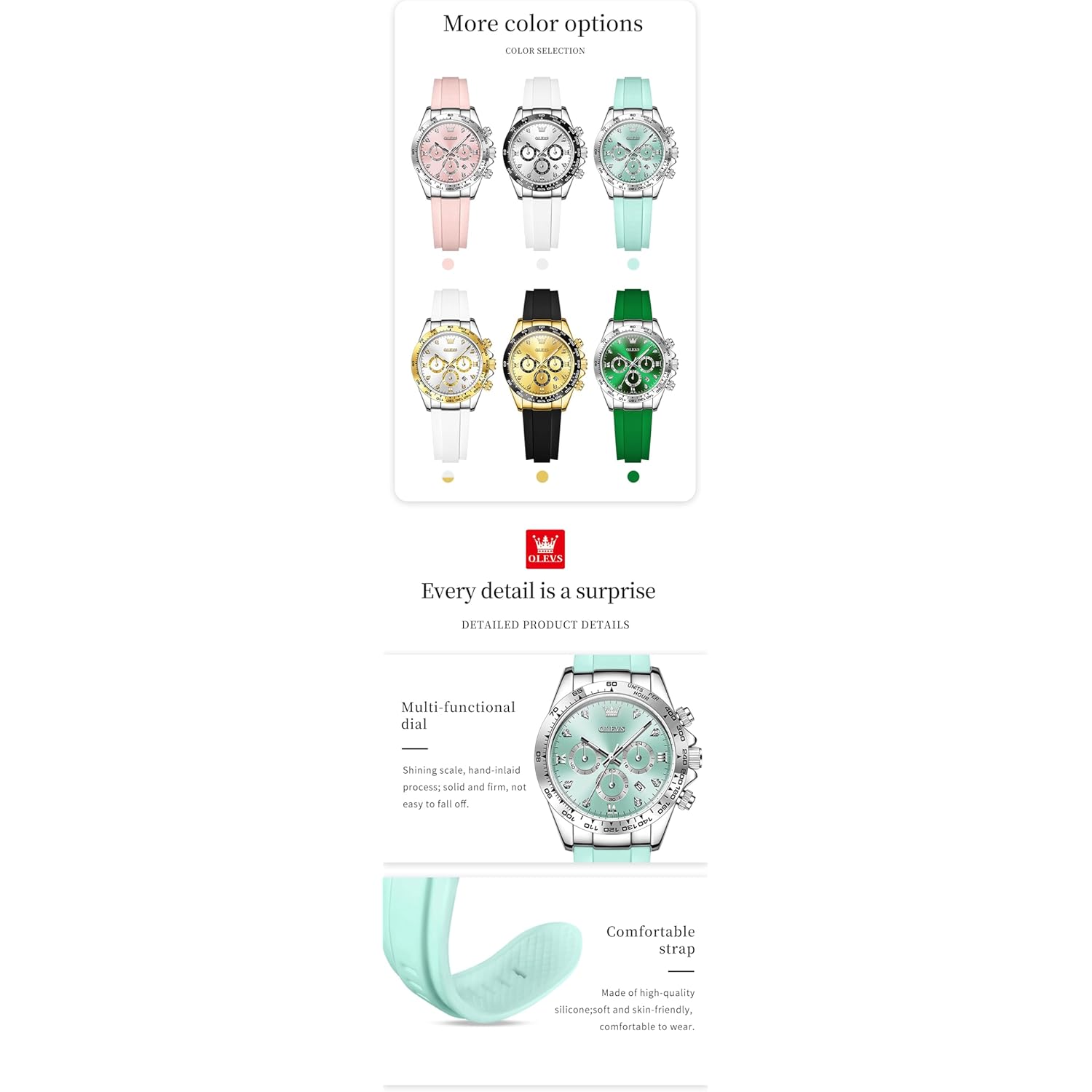 OLEVS Luxury Diamond Small Female Watches - Stainless Steel Bracelet, Waterproof Business Dress Analog Luminous Date Ladies Watches