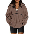 Laslulu Womens Half Zip Pullover Sweatshirt Sherpa Fleece Jacket Oversized Sweatshirts Warm Fuzzy Sweaters Pockets
