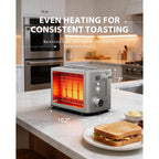 2 Slice Toaster With Wide Slots For Bread & Bagels, Stainless Steel Toaster With Digital Countdown, 6 Shade Settings, Defrost, Reheat & Cancel, Compact Design For Kitchen
