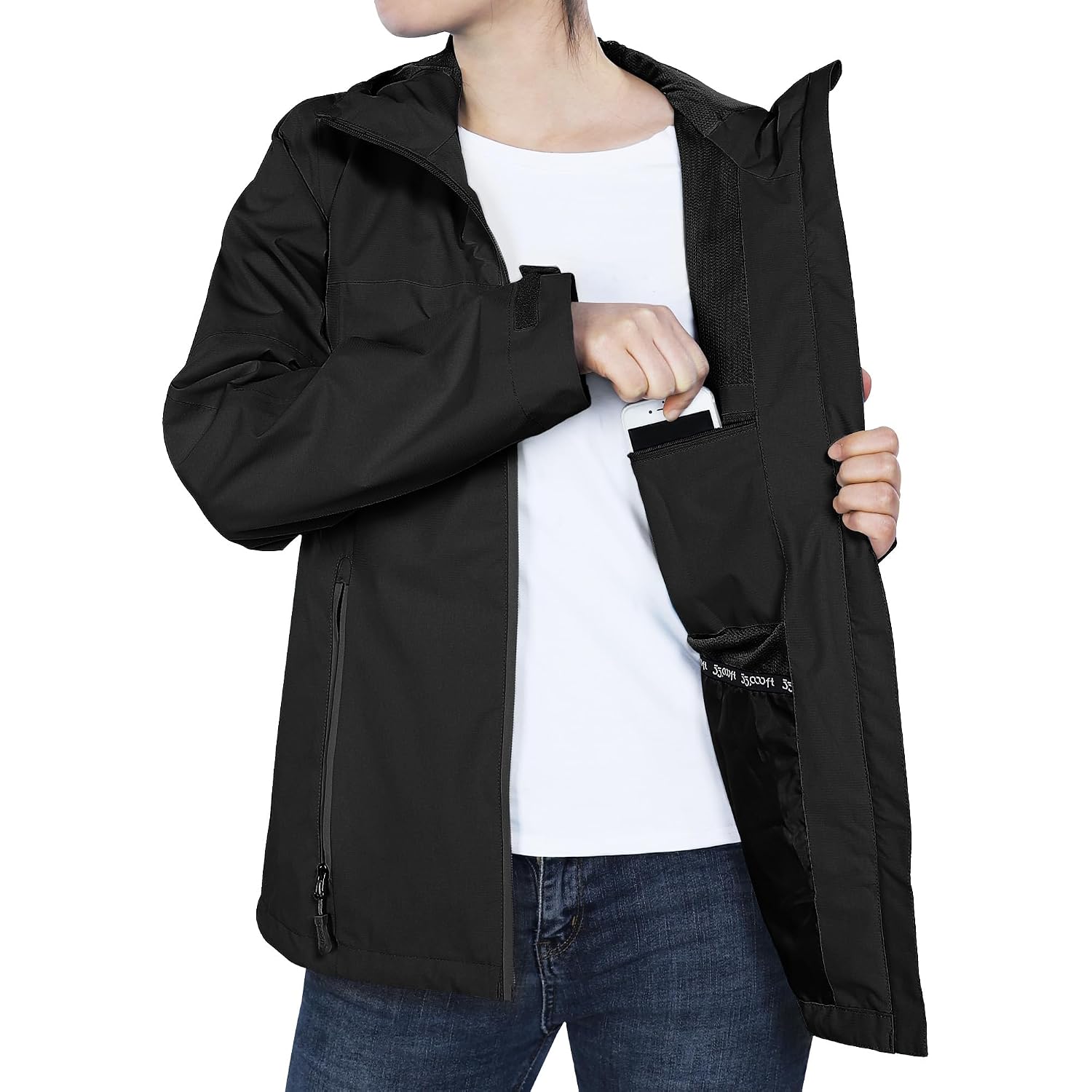 33,000Ft Packable Rain Jacket Women Lightweight Waterproof Raincoat With Hood Cycling Bike Jacket Windbreaker
