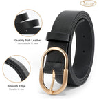 JASGOOD Women’s Leather Belts for Jeans Pants Fashion Ladies Belt with Gold Buckle