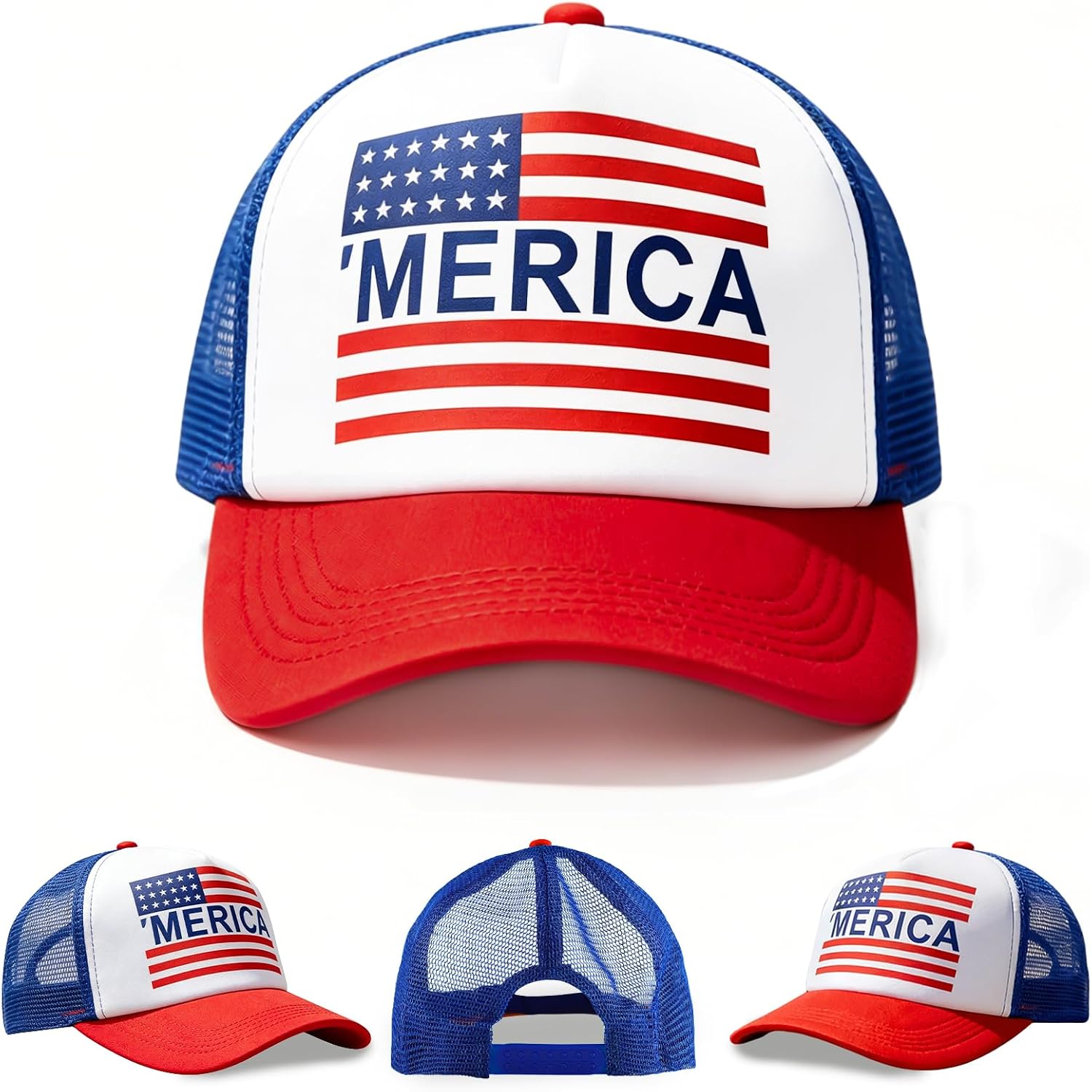 4Th Of July Hat 4Th Of July Accessories Adjustable Baseball Cap Snapback Mesh American Flag Usa Hat Fourth Of July Memorial Veterans Labor For Women Men Teen