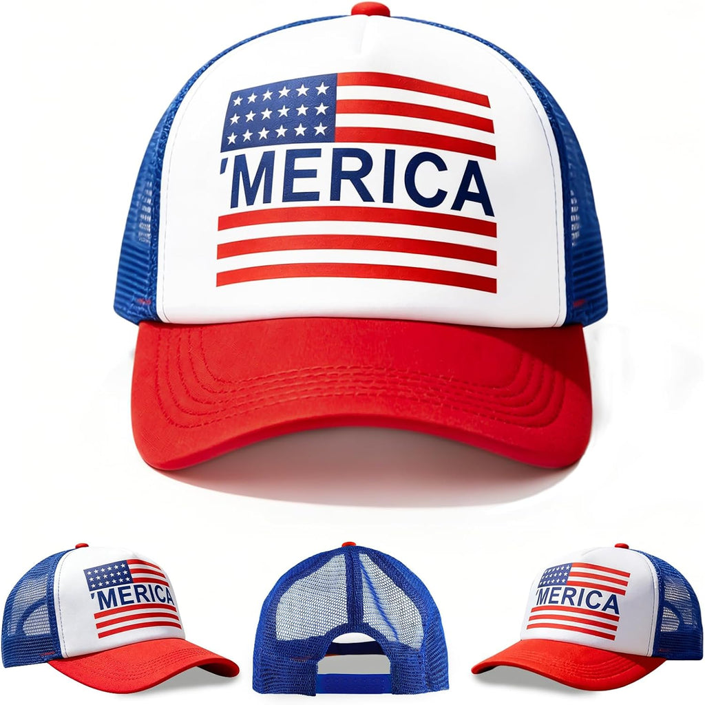 4Th Of July Hat 4Th Of July Accessories Adjustable Baseball Cap Snapback Mesh American Flag Usa Hat Fourth Of July Memorial Veterans Labor For Women Men Teen