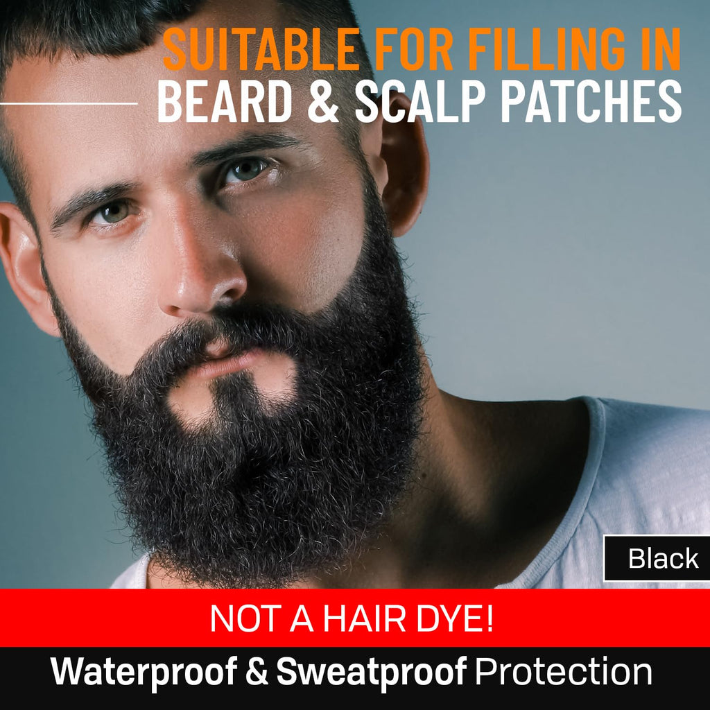 Beard Pen Filler for Men - Barber Styling Grooming Pencil - Waterproof Proof, Sweat Proof, Long Lasting Solution with Natural Finish - Cover Beard and Scalp Patches in Seconds - Black 1 Pack