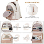 Windars School Backpack For Teen Girls, Cute College Backpacks For Women Students Aesthetic Bookbag Large 15.6 Inch Laptop Bag Middle School Travel Back Pack (Khaki Beige)