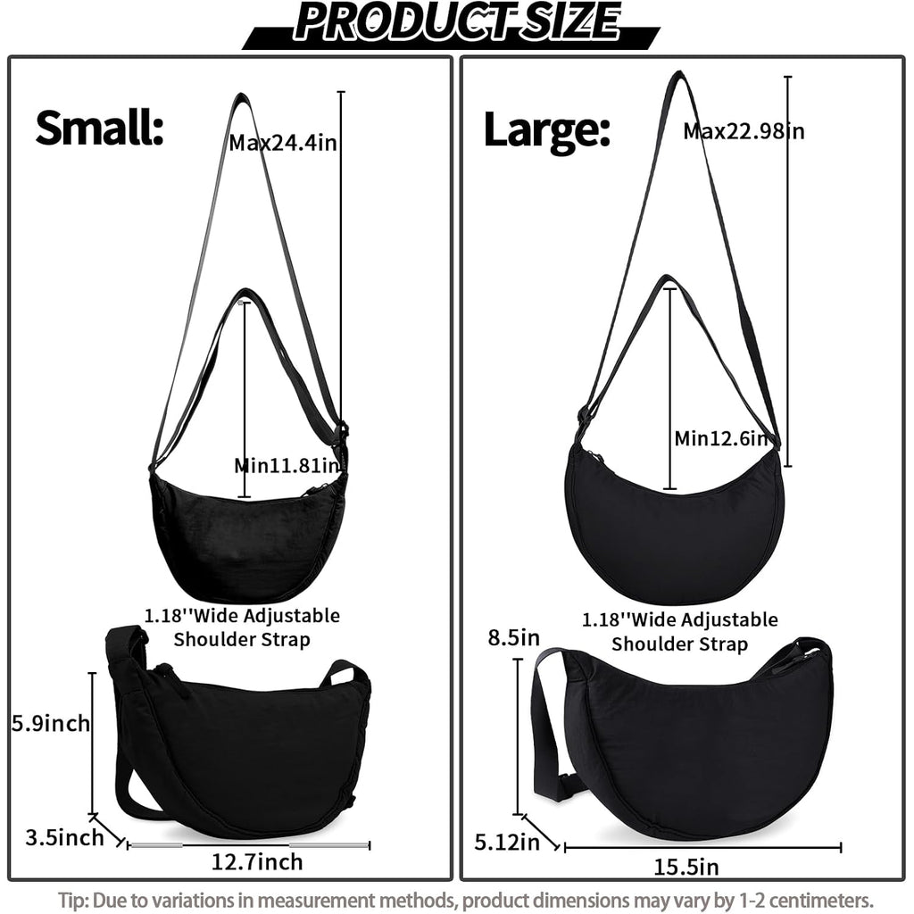 Nylon Crescent Crossbody Bag For Women Purses Trendy Men,Small Travel Sling Bag Hobo