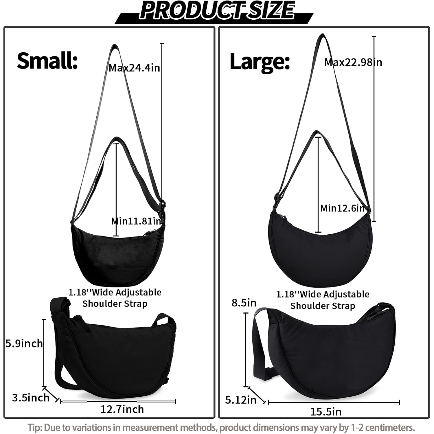 Nylon Crescent Crossbody Bag For Women Purses Trendy Men,Small Travel Sling Bag Hobo