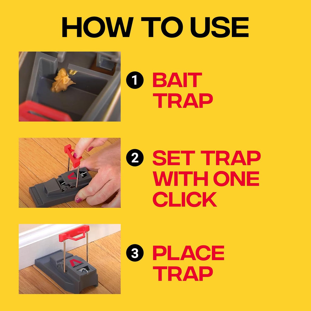 Victor Quick-Kill Mouse Traps, 6-Pack | Easy Set Reusable Snap Traps, Precision Strike Technology, Indoor Mice Control, Pest Management And Rodent Elimination