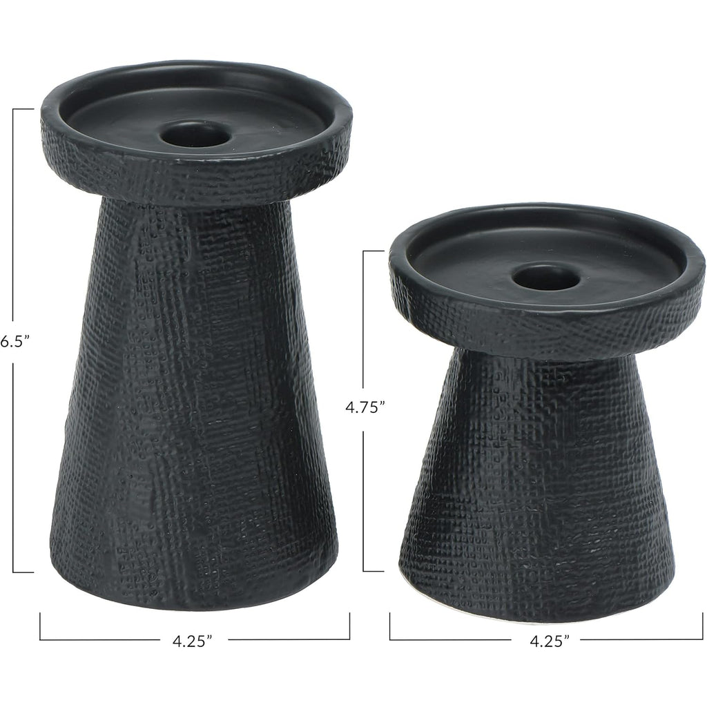 Main + Mesa Stoneware Pillar & Taper Candle Holders, Set of 2