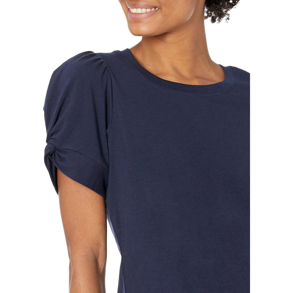 Women's Regular-Fit Twist Puff Sleeve Crewneck T-Shirt
