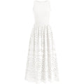 Dowerme Women Summer Dresses 2026 Casual Sleeveless Crewneck A-Line Boho Lace Eyelet Cotton Tank Maxi Dress With Pockets