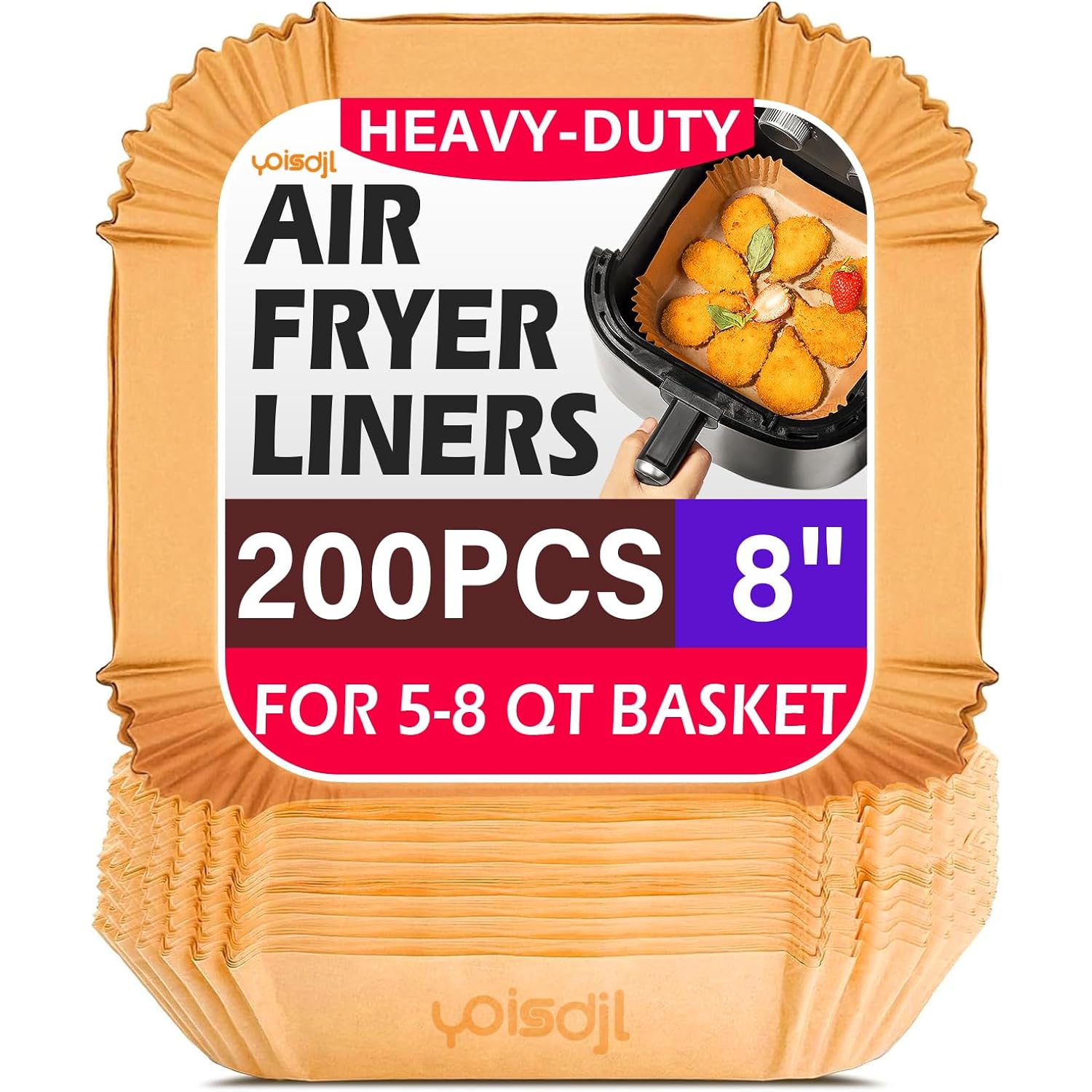 200Pcs Air Fryer Liners Disposable, Air Fryer Liners, 8.7" Square Parchment Disposable Paper Liner For Air Fryer, Parchment Paper, Baking, Roasting And Microwave