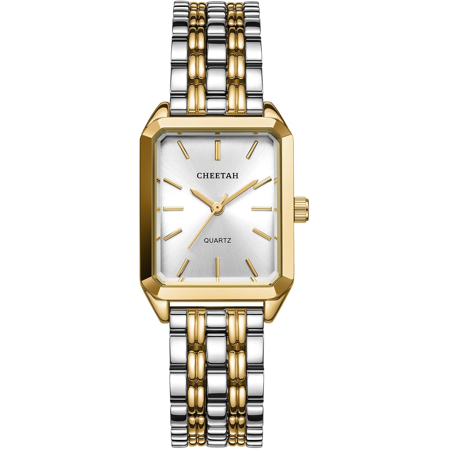 Cheetah Women'S Gold-Tone Dainty Watch, Retro Style Rectangular Case And Stainless Steel Band, Gift For Her