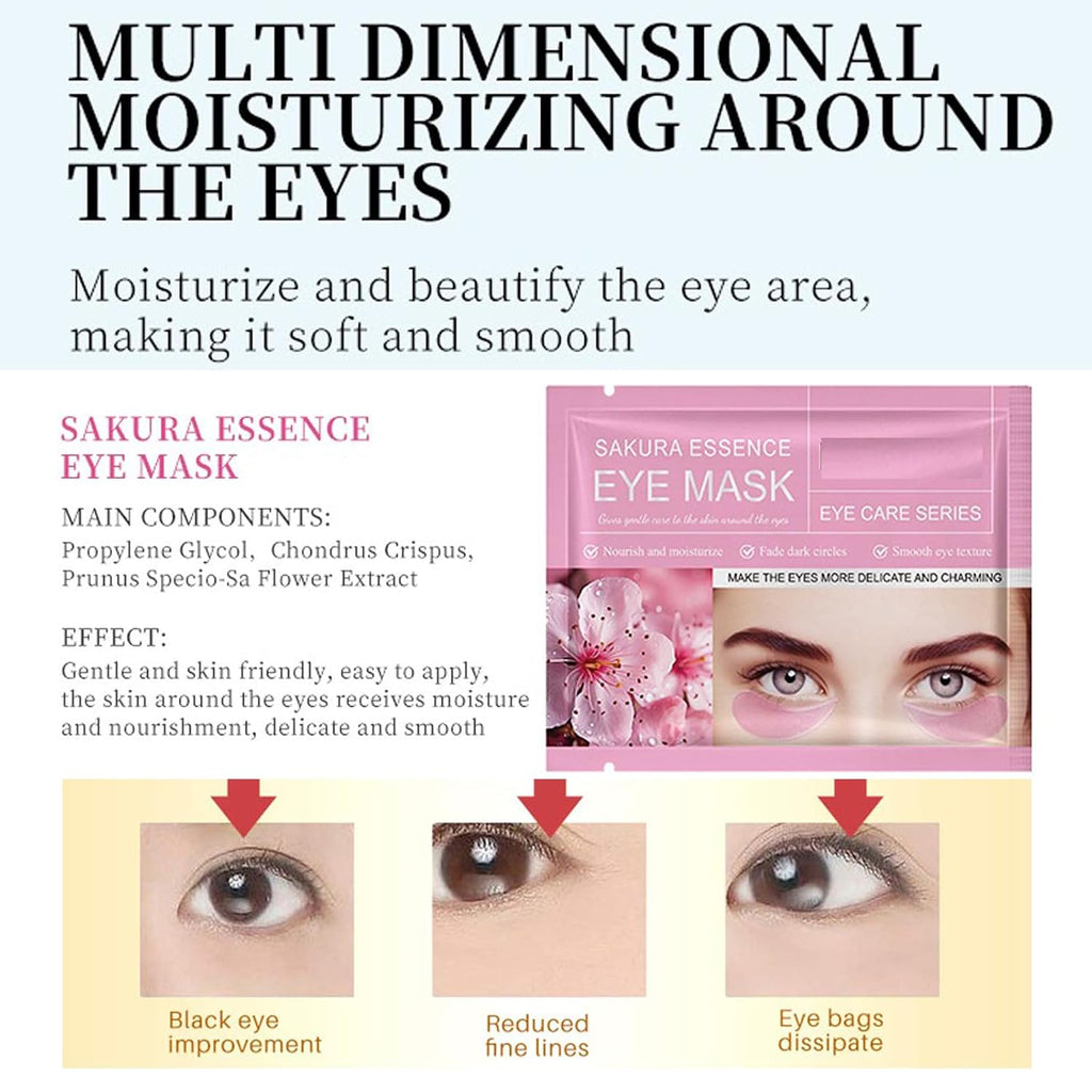 30Pcs Lip Mask Under Eye Masks Patches, Crystal Collagen Hydrating Moisturizing Smoothing Lips Care Gel Pads For Puffy Eyes Bags,Dark Circles,Puffiness,Fine Lines,Wrinkles,Anti-Aging Sakura