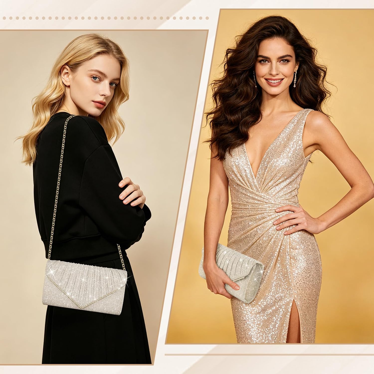 Shiny Clutch Purses For Women, Sequin Evening Bag For Wedding Prom Party