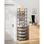 Kitsure Shoe Rack - 10-Tier Shoe Organizer With Detachable Fabric Shelves & Metal Frame, Tall Shoe Rack For Closet, Entryway, Living Room, 16.9" Wide - 10 Tier, Black