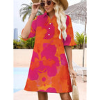 Wkior Women'S Casual Shirt Dress Button Down Ruffle Sleeve Shift Summer Mini Dresses With Pockets