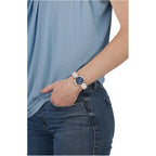 Ferragamo Legacy Collection Luxury Womens Watch Timepiece With A Two Tone Bracelet Featuring A Two Tone Case And Blue Dial