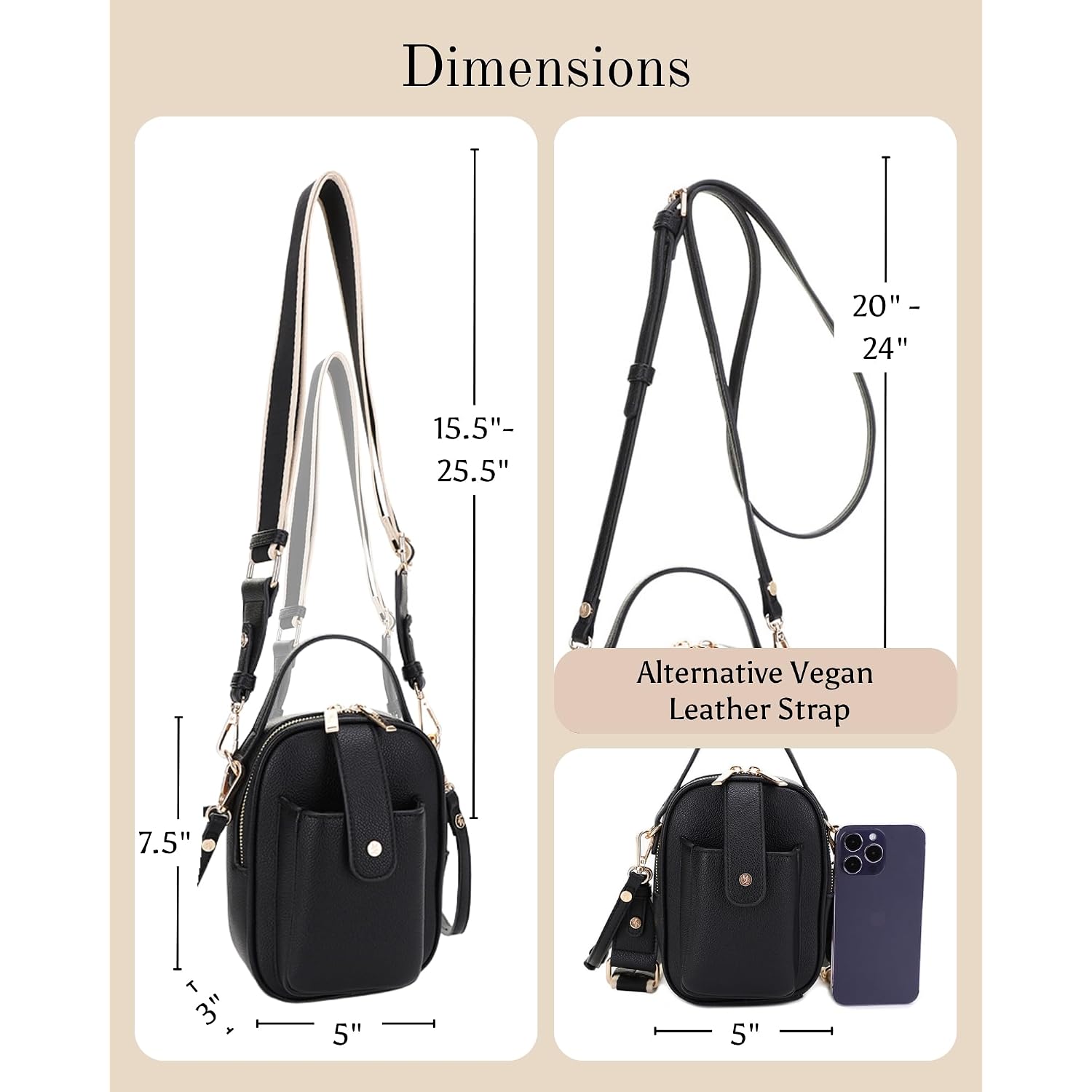 Gail Vegan Leather Multi Compartment Crossbody Bag