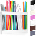Qinyoung Acrylic Straw Holder For Cabinet Door With Double Sided Adhesive Tape Reusable Straw Organizer Tumbler Storage Kitchen Accessories Container For Counter Cupboard(Classic,Large,White)