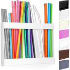 Qinyoung Acrylic Straw Holder For Cabinet Door With Double Sided Adhesive Tape Reusable Straw Organizer Tumbler Storage Kitchen Accessories Container For Counter Cupboard(Classic,Large,White)