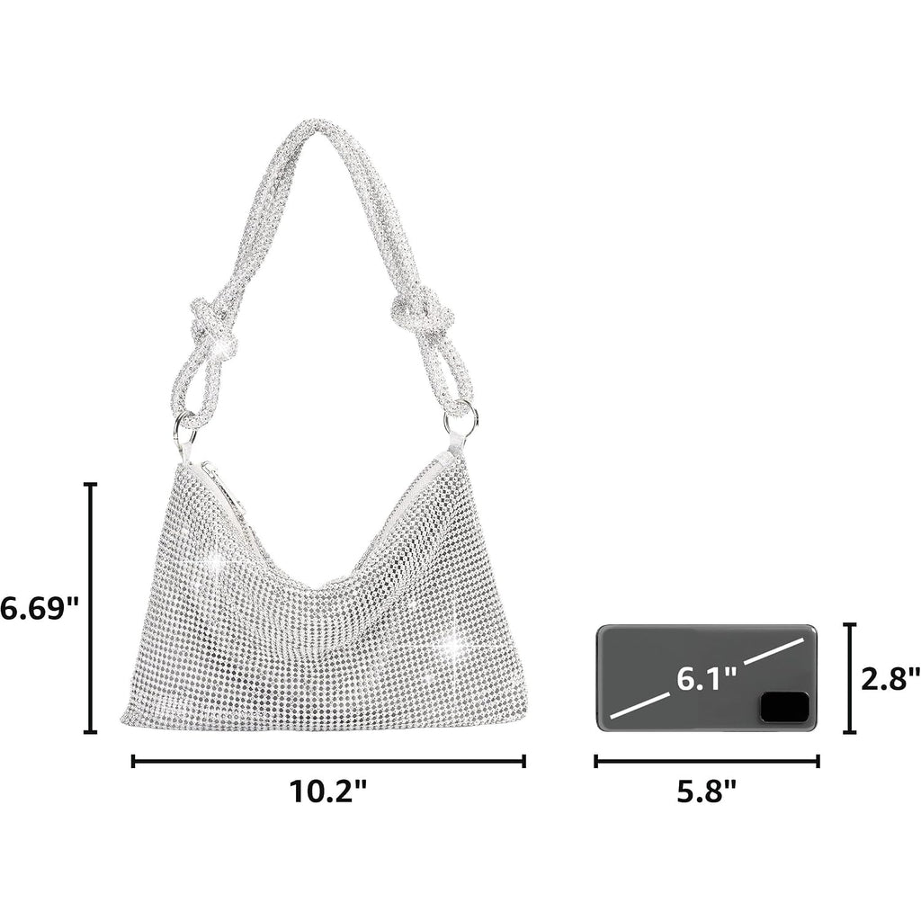 Women Gold Clutch, Rhinestone Gold Purse Wedding,Evening Clutch Purses For Women 10.2"×0.4"×6.69"