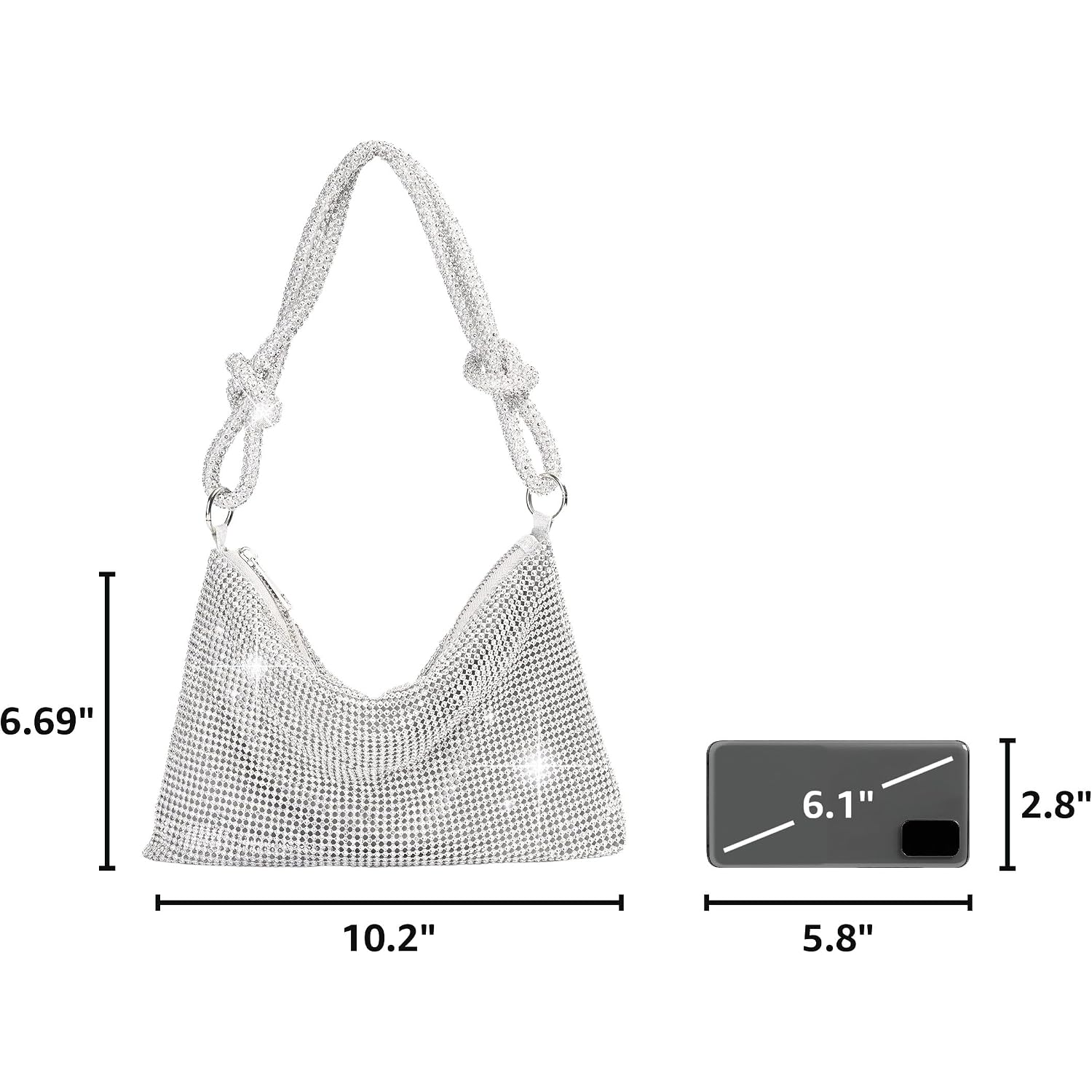 Women Gold Clutch, Rhinestone Gold Purse Wedding,Evening Clutch Purses For Women 10.2"×0.4"×6.69"