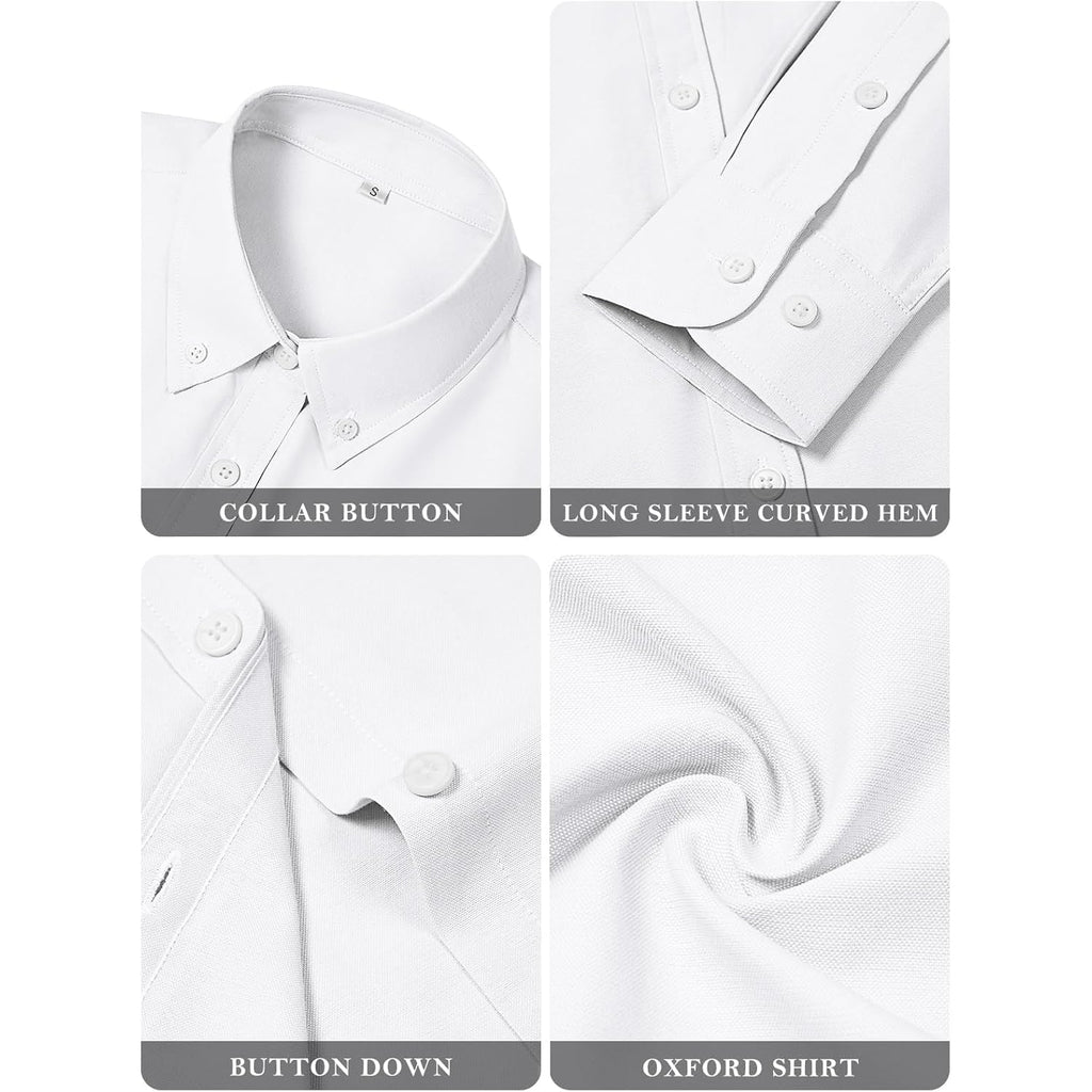 Button Down Shirts for Women Oxford Long Sleeve Dress Shirts Cotton Collared Wrinkle Free Blouse Tops