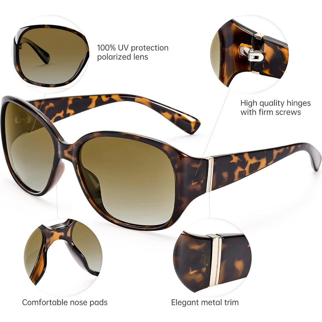 EYEGUARD Polarized Sunglasses for Women Retro Vintage Driving Sun glasses UV400 Protection Black + Tortoise