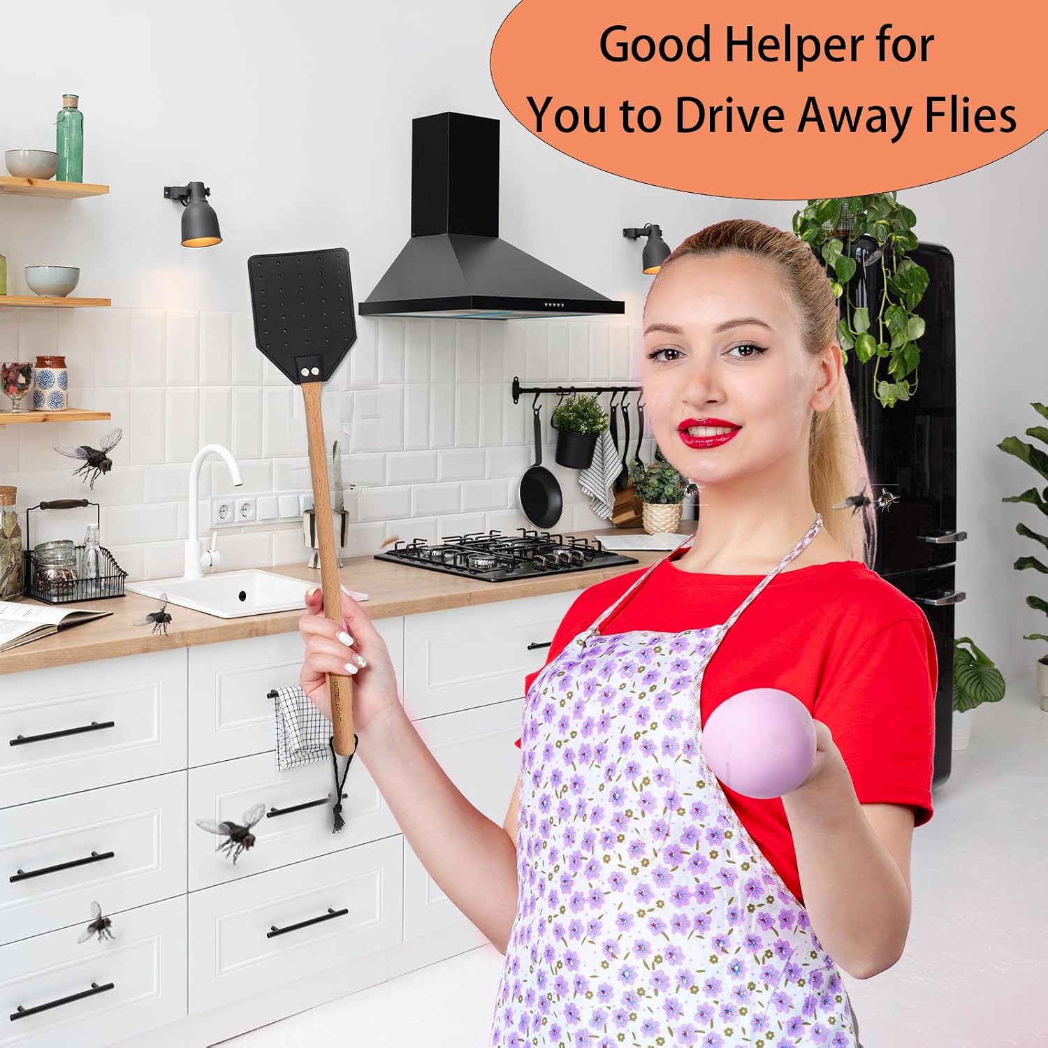 Debetool 2 Pack Sturdy Leather Fly Swatter For Indoors - (19.7”)Long Handle Heavy Duty Wood Fly Swatter With Hanging Rope, Durable Fly Swatter For Outdoor Rustic Bug Swatter Flies,Mosquitoes And Bees