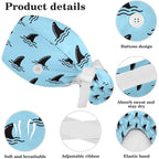 Women'S Working Caps With Bow Scrunchies Cute Dog Paws Pattern Lace-Up Hat Unisex Hair Covers One Size