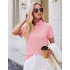 Polo Shirts for Women Short Sleeve 3 Button Collared Golf Tee Cotton Business Casual Summer Work Tops