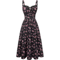 Scarlet Darkness Women 2026 Floral Corset Dress Summer Milkmaid Sundress | Cutout Waist, Smocked Back, Pockets, For Casual, Wedding Guest, Tea Party, Vacation