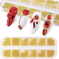 0.8mm Mini Small Nail Beads Stainless Steel Beads Nail Chain Charms Nails Art Decorations Gun Grey Nail Studs Gold Caviar Nail Charms DIY Tool Nail Studs Accessories Cold Nail Gems (Gold)