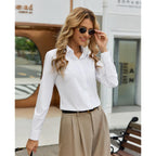 Womens Stretch Button Down Shirt Fitted Dress Shirt Long Sleeve Wrinkle Free Collared Business Casual Blouse